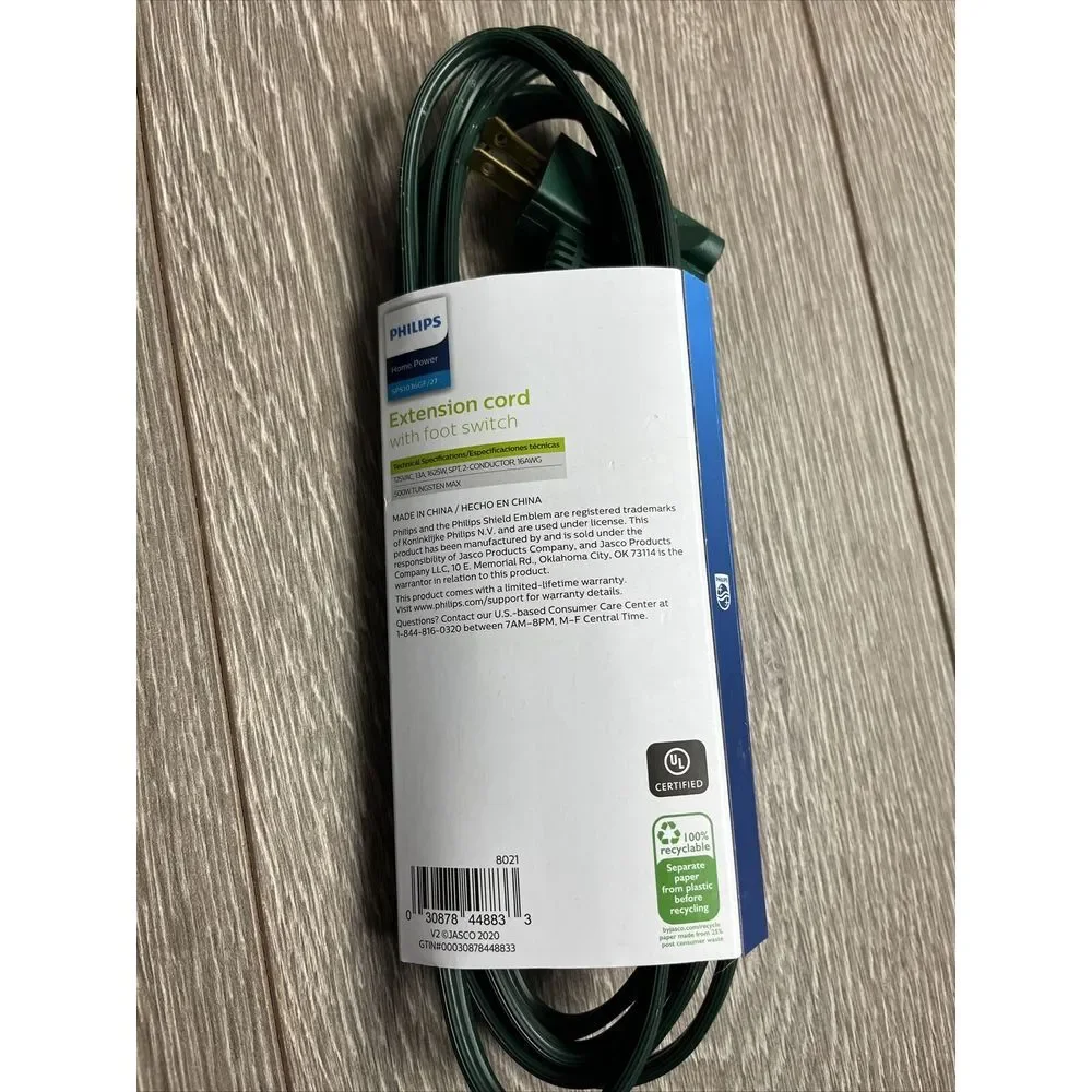 Philips Home‎ Power 9 Ft. Extension Cord with Foot Switch 125V 13A 1 Outlet New